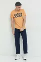 Βαμβακερό μπλουζάκι Jack & Jones JJECORP πορτοκαλί
