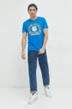 Βαμβακερό μπλουζάκι Jack & Jones JJELOGO μπλε