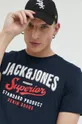 σκούρο μπλε Βαμβακερό μπλουζάκι Jack & Jones JJELOGO Ανδρικά
