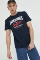 granatowy Jack & Jones t-shirt bawełniany JJELOGO