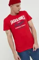 κόκκινο Βαμβακερό μπλουζάκι Jack & Jones JJELOGO
