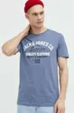 μπλε Βαμβακερό μπλουζάκι Jack & Jones JJSTAR