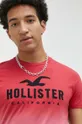 czerwony Hollister Co. t-shirt bawełniany