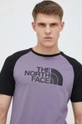 fioletowy The North Face t-shirt bawełniany