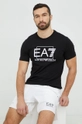 μαύρο Βαμβακερό μπλουζάκι EA7 Emporio Armani Ανδρικά