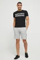 Βαμβακερή πιτζάμα μπλουζάκι Emporio Armani Underwear μαύρο