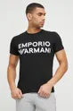 μαύρο Βαμβακερή πιτζάμα μπλουζάκι Emporio Armani Underwear