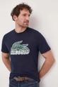 granatowy Lacoste t-shirt bawełniany