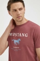 czerwony Mustang t-shirt bawełniany