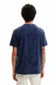 Βαμβακερό μπλουζάκι Desigual σκούρο μπλε
