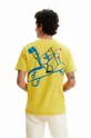 Βαμβακερό μπλουζάκι Desigual κίτρινο