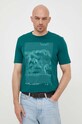 Sisley t-shirt bawełniany zielony 3P7XS102A.3D7