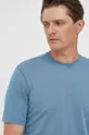 голубой Хлопковая футболка Sisley