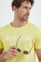 κίτρινο Βαμβακερό μπλουζάκι United Colors of Benetton