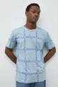 Bombažna kratka majica Bruuns Bazaar Gus modra
