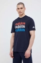 tmavomodrá Bavlnené tričko adidas