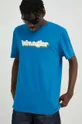 niebieski Wrangler t-shirt bawełniany