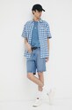 Wrangler t-shirt bawełniany W7BMEE84Z niebieski SS23