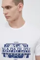 λευκό Βαμβακερό μπλουζάκι Napapijri