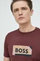 bordowy BOSS t-shirt bawełniany