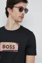 czarny BOSS t-shirt bawełniany