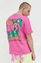 Odzież GCDS t-shirt bawełniany SS23M130653 różowy