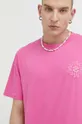 różowy GCDS t-shirt bawełniany