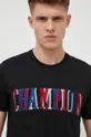 μαύρο Βαμβακερό μπλουζάκι Champion