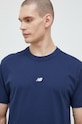 New Balance t-shirt bawełniany granatowy MT31504NNY