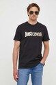 Just Cavalli t-shirt bawełniany czarny 74OBHF00.CJ200