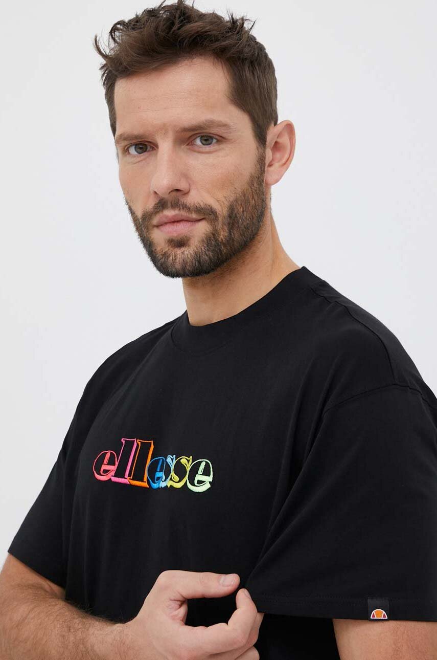 Βαμβακερό μπλουζάκι Ellesse μαύρο SHR17642