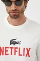 λευκό Βαμβακερό μπλουζάκι Lacoste x Netflix