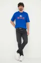 Bombažna kratka majica Lacoste x Netflix modra