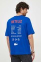 Abbigliamento Lacoste t-shirt in cotone x Netflix TH7343 blu