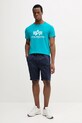 Bavlnené tričko Alpha Industries 100501.09 modrá SS25