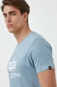 niebieski Alpha Industries t-shirt bawełniany