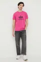 Bavlnené tričko Alpha Industries ružová
