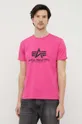 rózsaszín Alpha Industries pamut póló