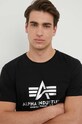 Alpha Industries tricou din bumbac Basic T-Shirt Foil Print negru 100501FP.530