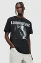czarny AllSaints t-shirt bawełniany LIVING SS CREW Męski