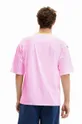 Βαμβακερό μπλουζάκι Desigual ροζ