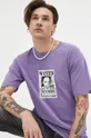 fioletowy Vans t-shirt bawełniany x One Piece