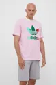 różowy adidas Originals t-shirt bawełniany