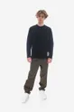 Bavlnené tričko s dlhým rukávom Norse Projects Holger Tab Series Reflective LS N10-0203 7004 tmavomodrá