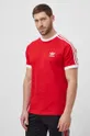 czerwony adidas Originals t-shirt bawełniany Adicolor Classics 3-Stripes