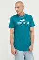 turkusowy Hollister Co. t-shirt bawełniany