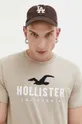 beżowy Hollister Co. t-shirt bawełniany