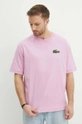 Lacoste t-shirt bawełniany różowy