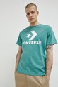 Bavlnené tričko Converse 10025458.A04 tyrkysová SS23