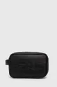 черен Кожена козметична чанта Barbour Logo Leather Washbag Чоловічий